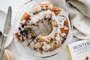 Gluten free, paleo lemon and blueberry cake