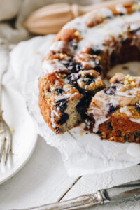 Gluten Free Lemon Blueberry Coconut Yoghurt Cake With Lemon Icing