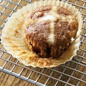 Gluten free paleo hot cross bun muffins