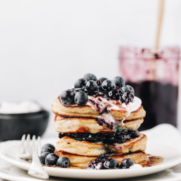Gluten free, paleo pancakes with berries
