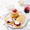 Gluten free pikelets with jam and cream